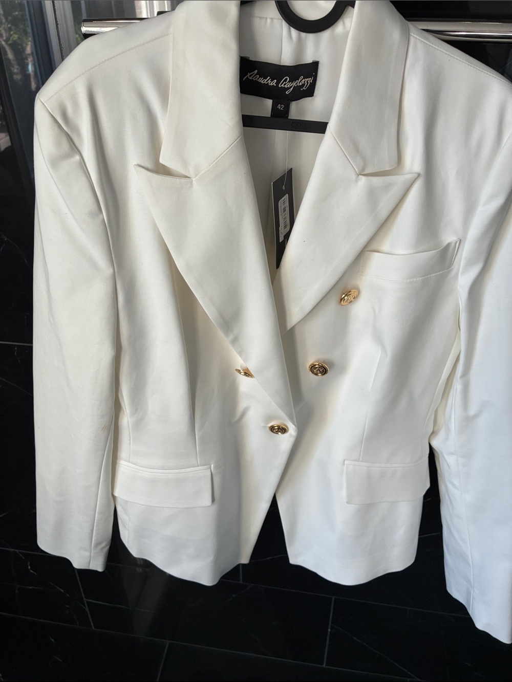 Sandra Angelazzi White Double-Breasted Blazer — Femme de Carrière